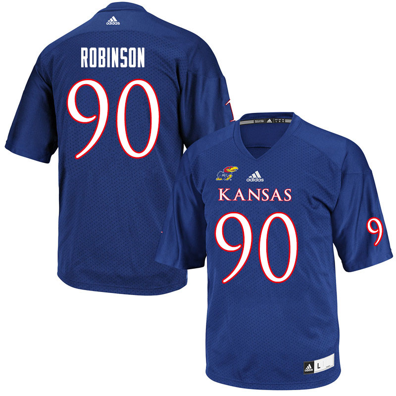 Men #90 Jereme Robinson Kansas Jayhawks College Football Jerseys Sale-Royal - Click Image to Close